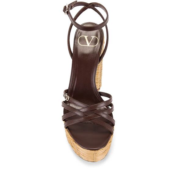 VALENTINO GARAVANI cacao & Tobacco Raflower espadrille Sandal 40 - Picture 3 of 16